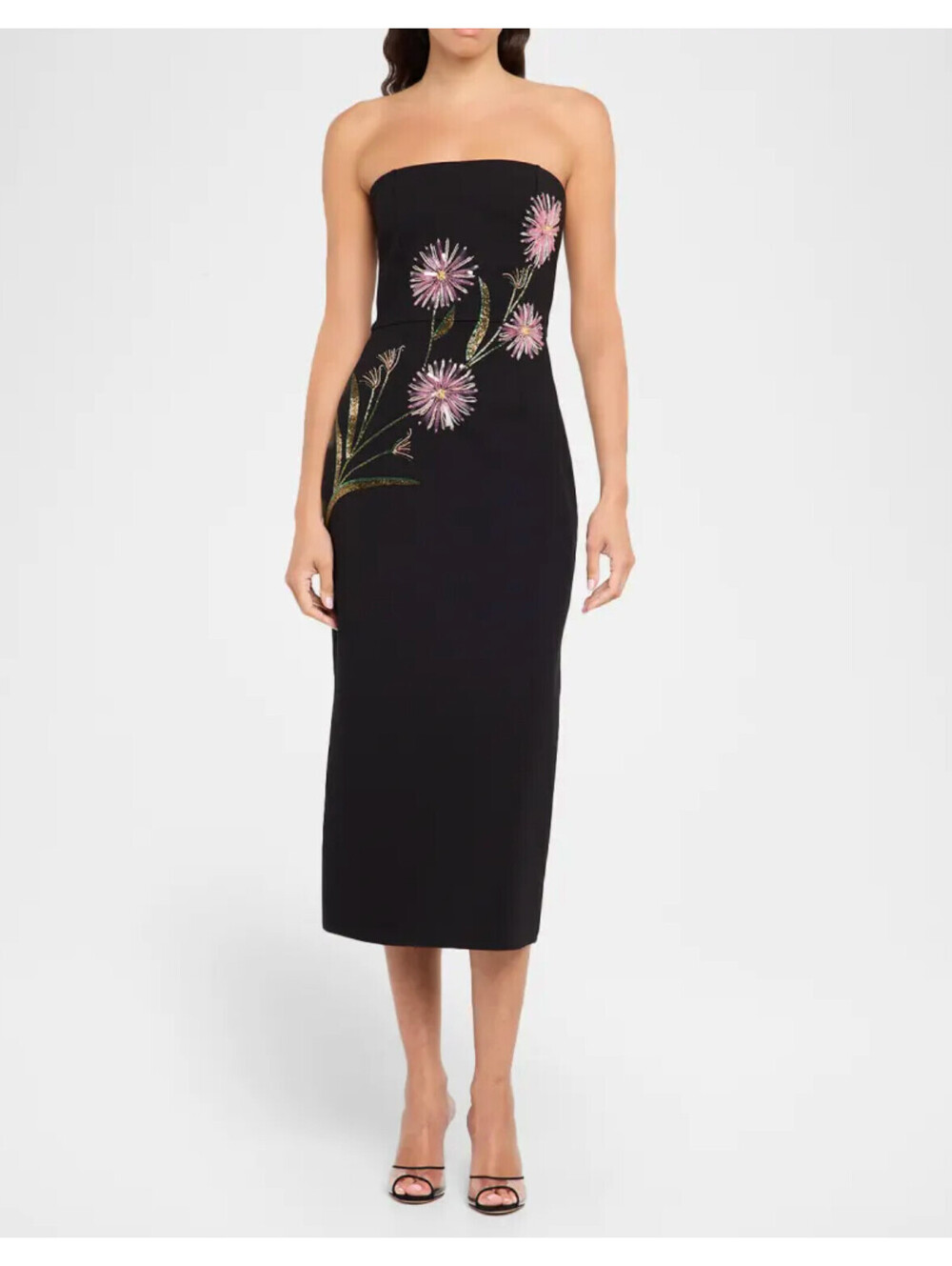 NWT STAUD Brooke Black Beaded Jersey Floral Flower Designer Sequin Dress Large - Picture 3 of 6